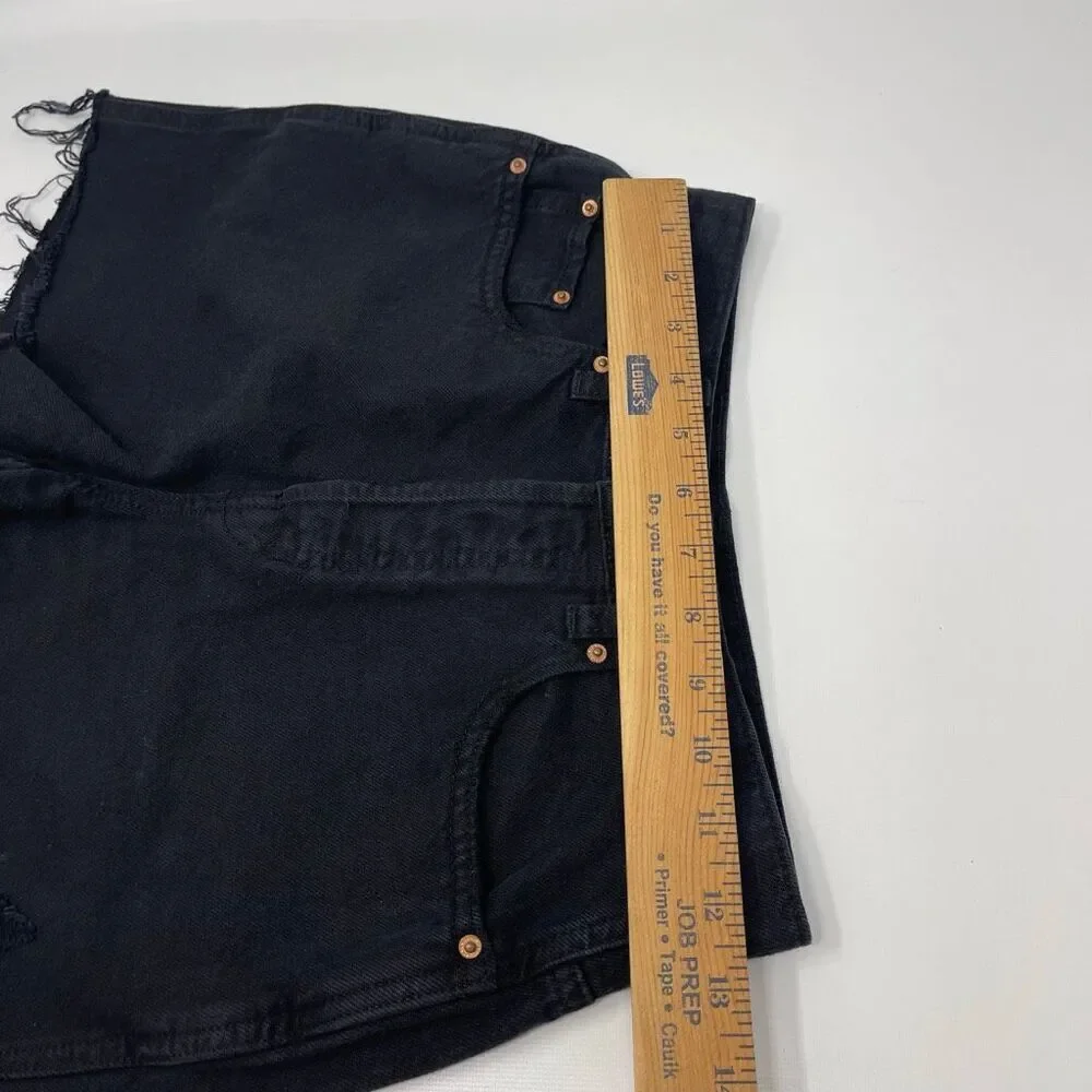 PacSun Baggy Jean Denim Jean Shorts Black Distressed Button Fly Women’s Size 25